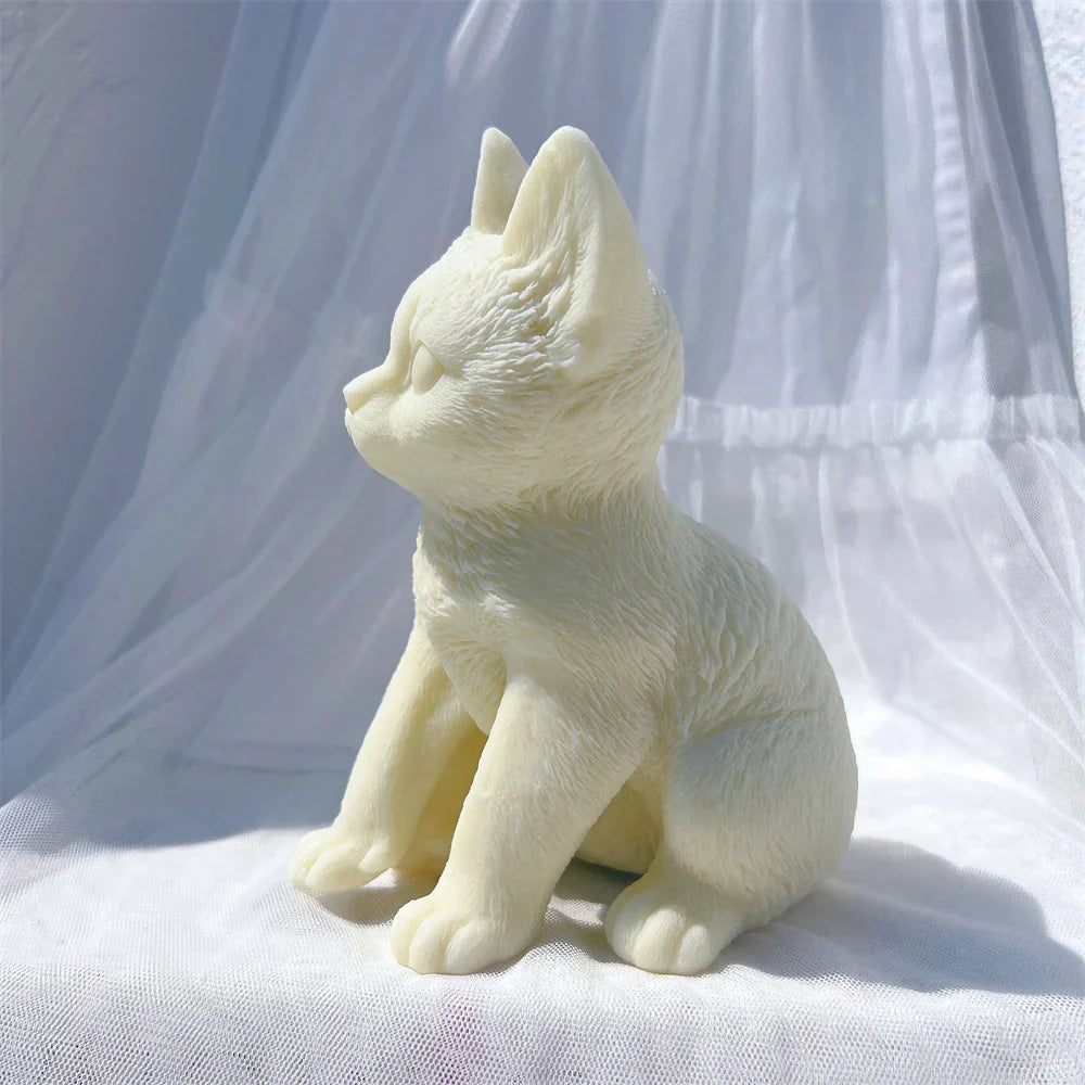 Sitting Tabby Cat Candle Silicone Mould