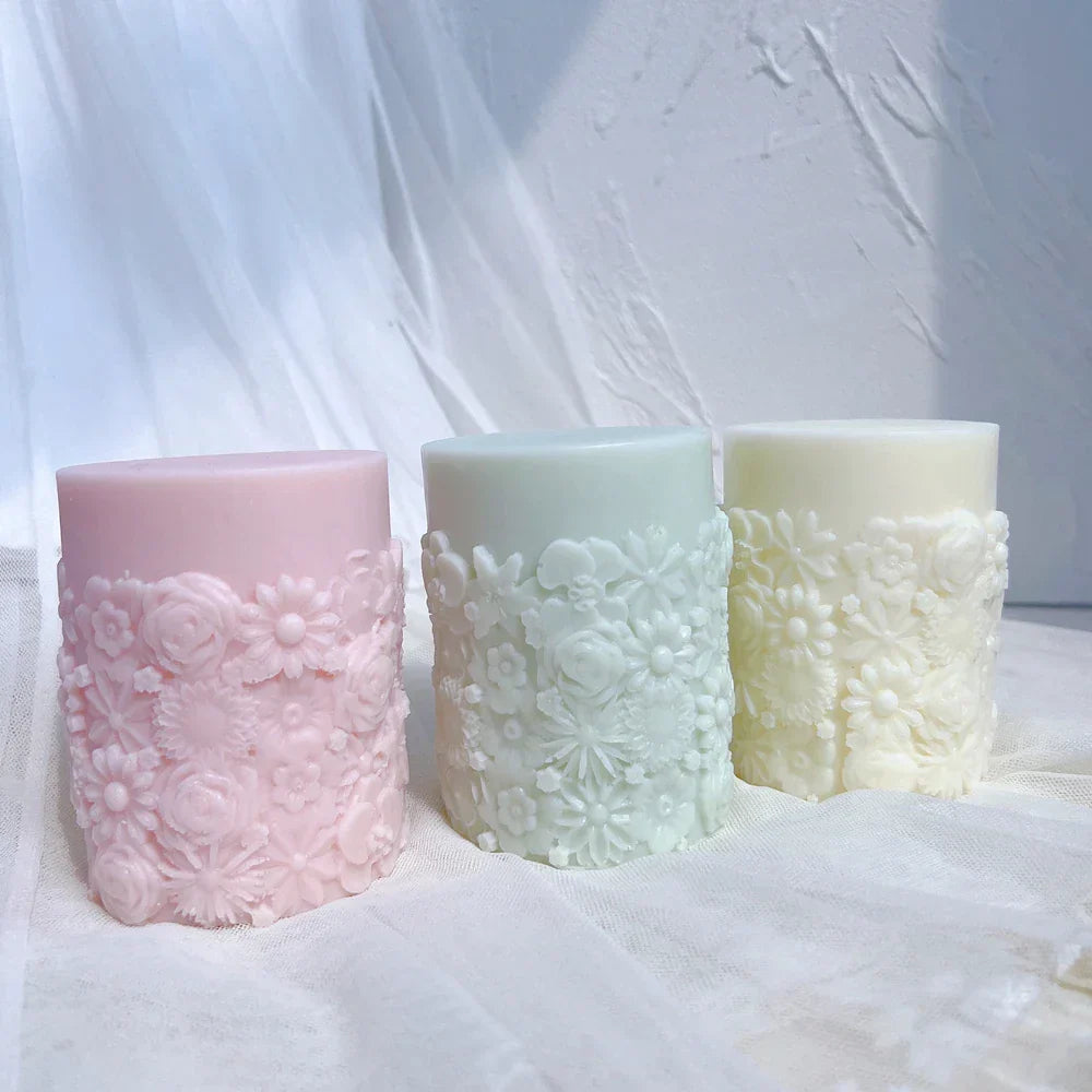 Flower Pillar Candle Mould for Floral Home Decor