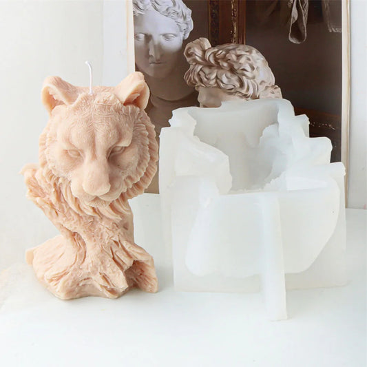 Tiger Head Tree Stump Silicone Candle Mould
