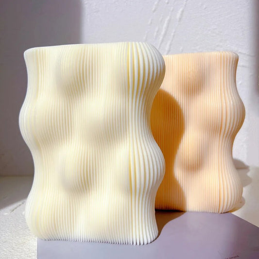 Wave Twirl Rectangle Ribbed Candle Moulds