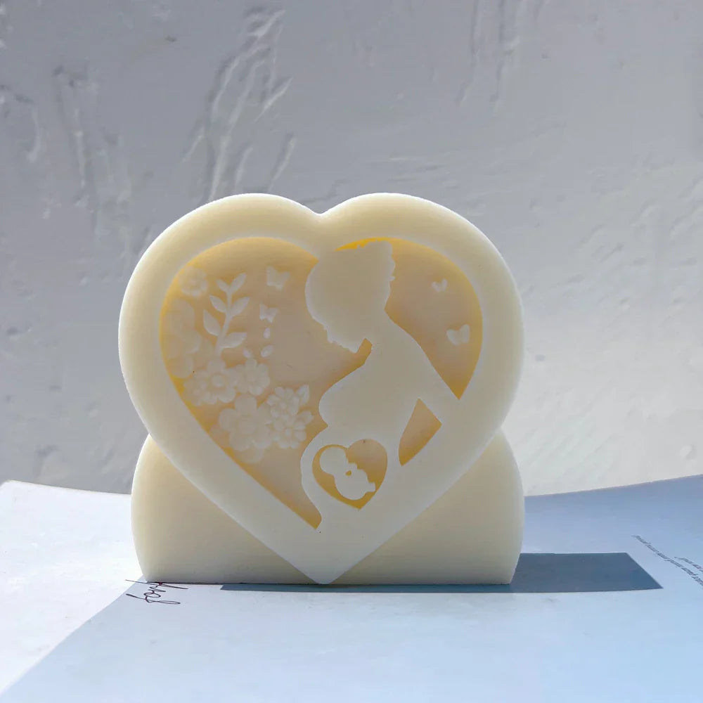 Heart Shaped Figurine Mother Candle Mould