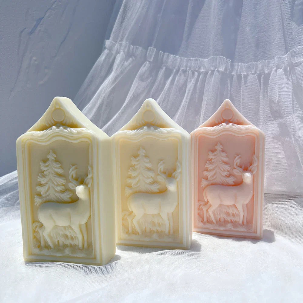 Reindeer Christmas Ornaments Silicone Candle Mould