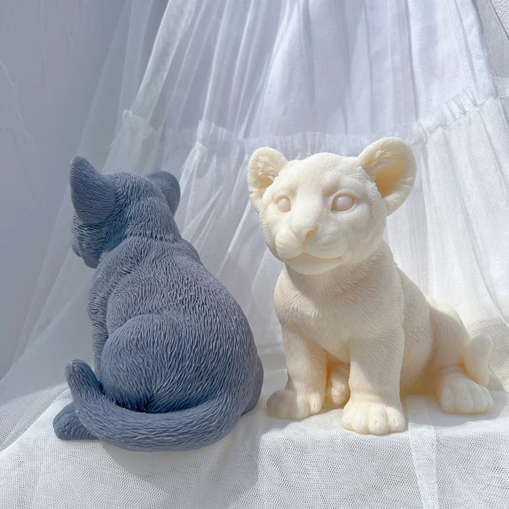 Sitting Lion Statue Candle Mould for Animal Lover Decor