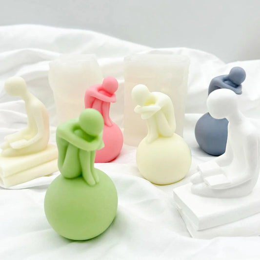 Alone Human Sculpture Candle Mould Silicone