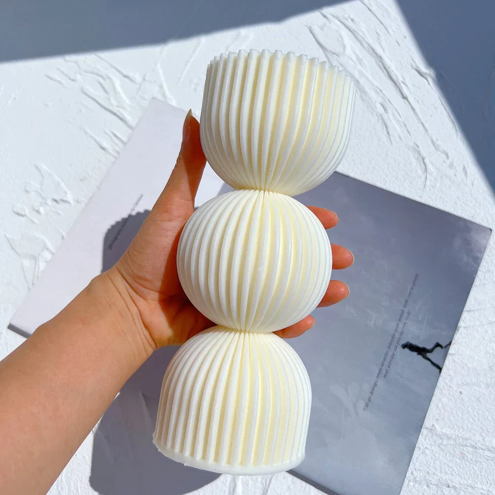 Twist Ribbed Pillar Candle Moulds - Geometric Design