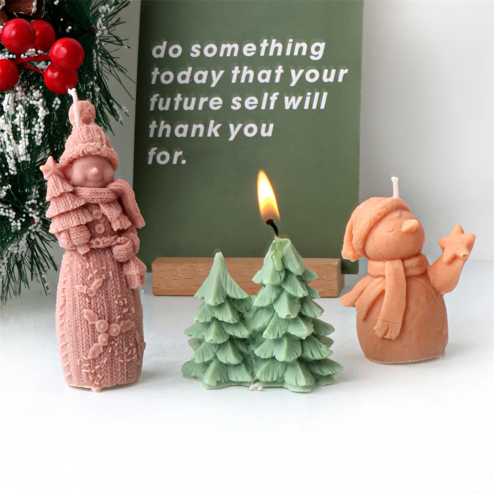 Snowman Christmas Tree Candle Silicone Mould