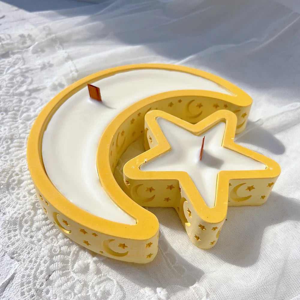 Eid Mubarak Candle Vessel Mould - Moon & Star
