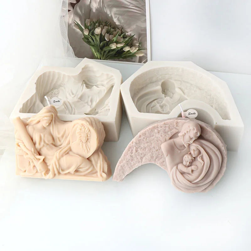 Jesus Family Statue Candle Silicone Mould