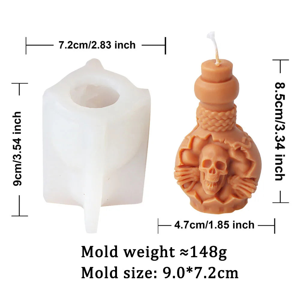 3D Skull Head Candle Moulds