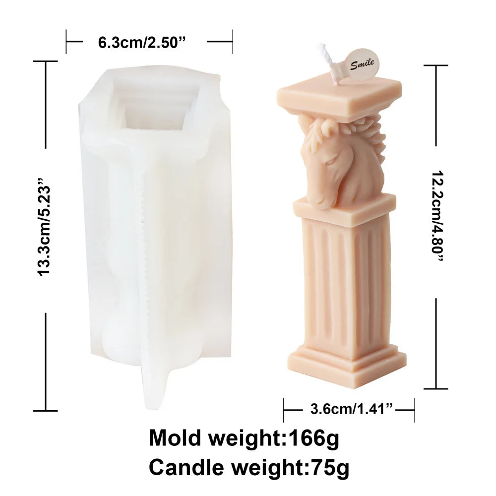 Horse Head Lion Roman Pillar Candle Mould
