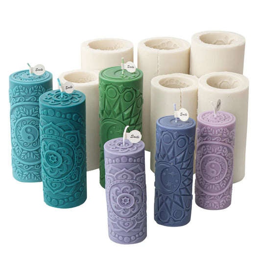 Cylinderical Relief Pattern Candle Mould Silicone