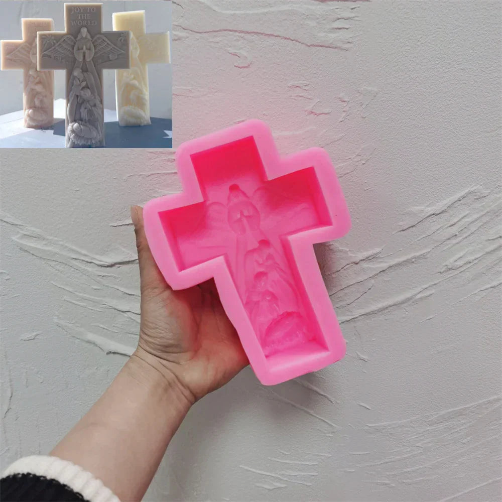Holy Family Cross Candle Mould Silicone