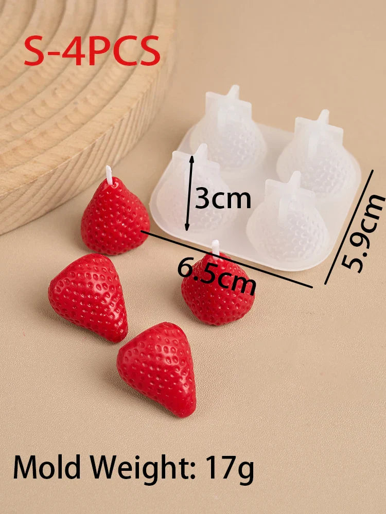 Strawberry Shaped Silicone Candle Mould 4PCS/1PC S/M/L