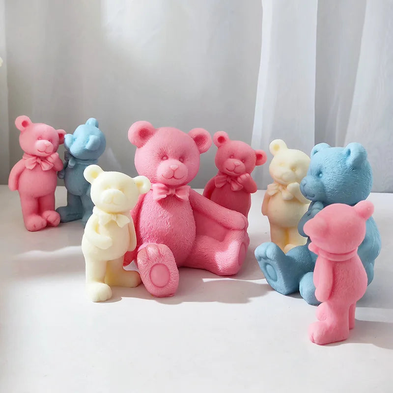 Bowtie Bear Family Candle Mould