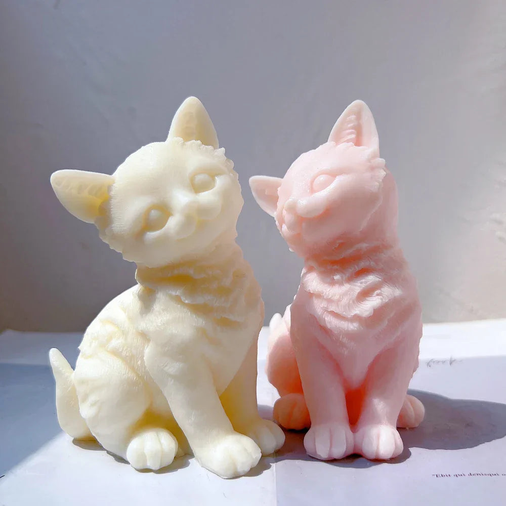 Sitting Cute Cat Silicone Candle Mould