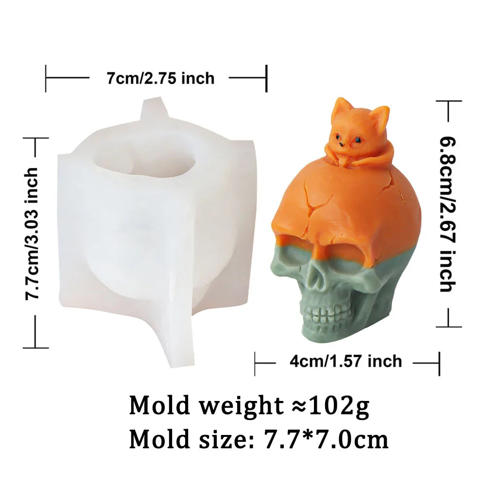 3D Skull Head Candle Moulds