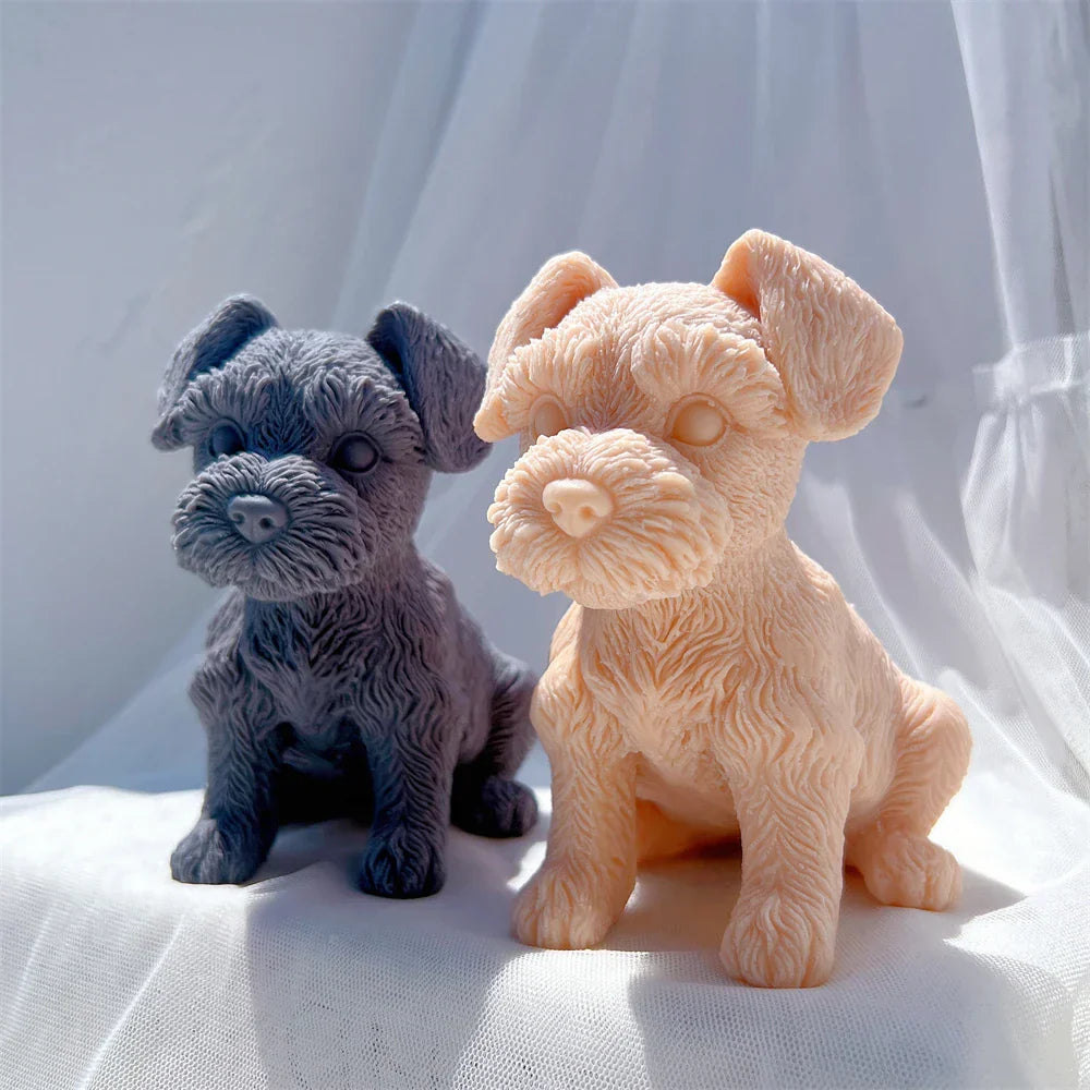 Schnauzer Puppy Figurine Silicone Candle Mould