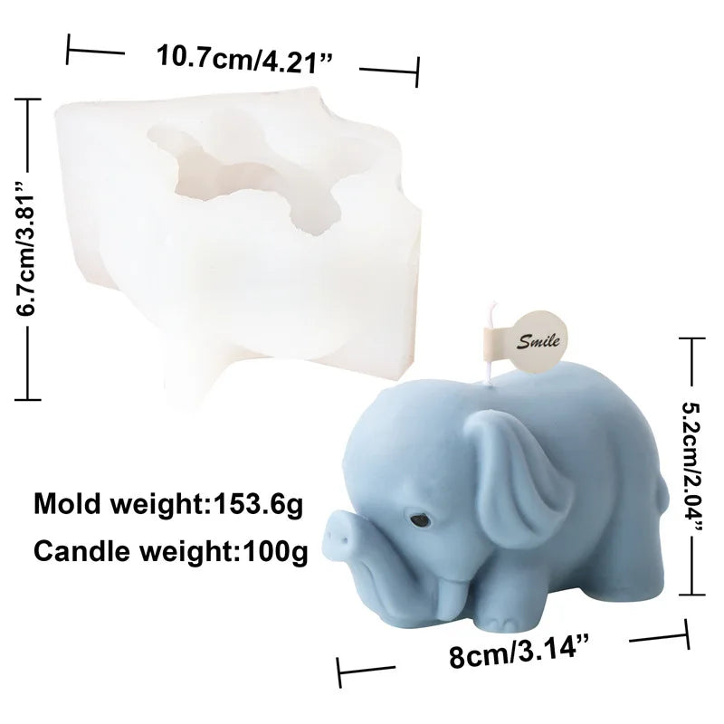 3D Playful Elephant Candle Silicone Mould