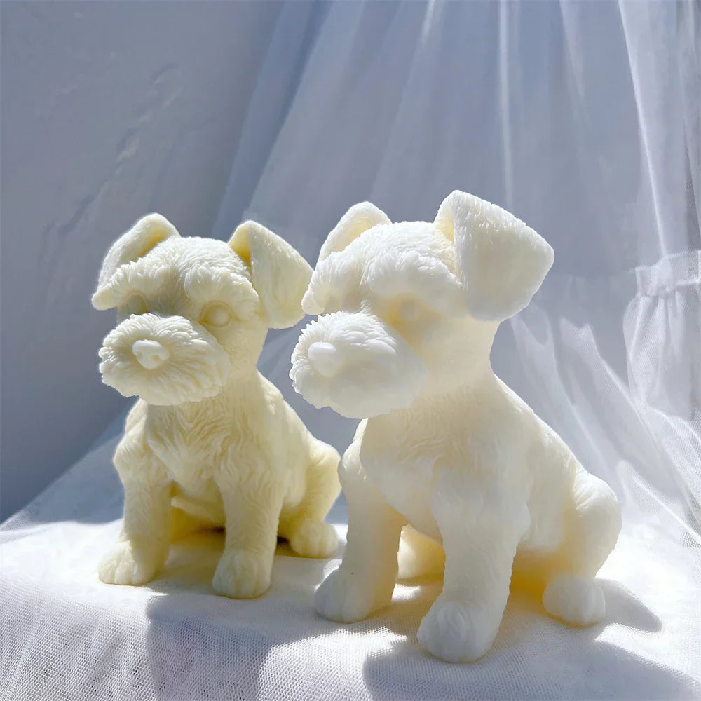 Schnauzer Puppy Figurine Silicone Candle Mould