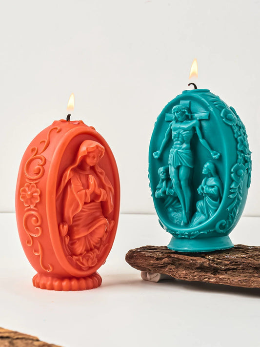 DIY 3D Jesus and Virgin Mary Easter Egg Silicone Candle Mould