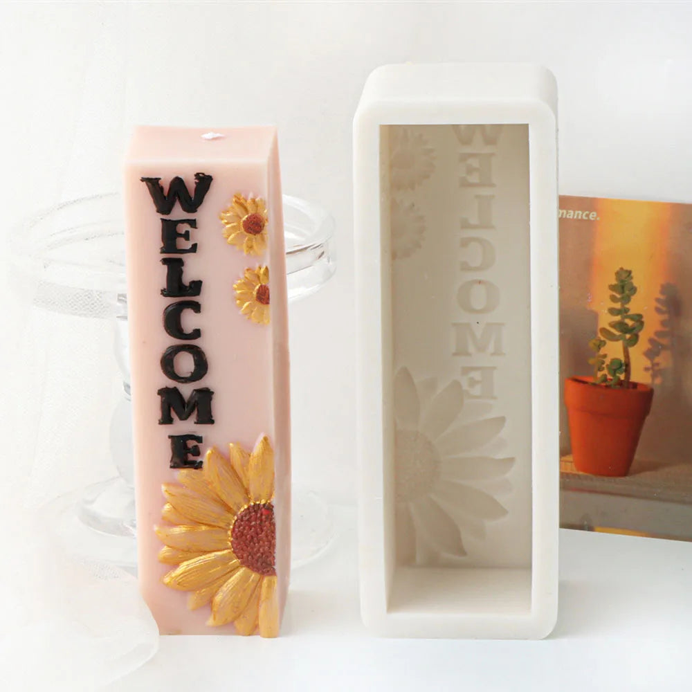 Sunflower Letters Slogan Candle Mould