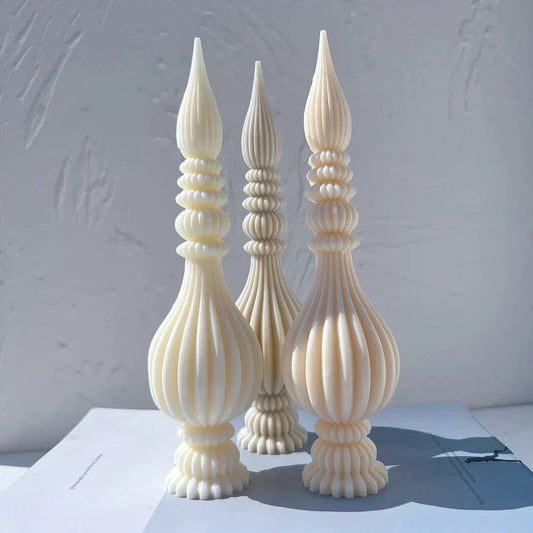 Tall Ribbed Pillar Candle Moulds