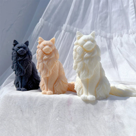 Sitting Norwegian Forest Cat Silicone Candle Mould