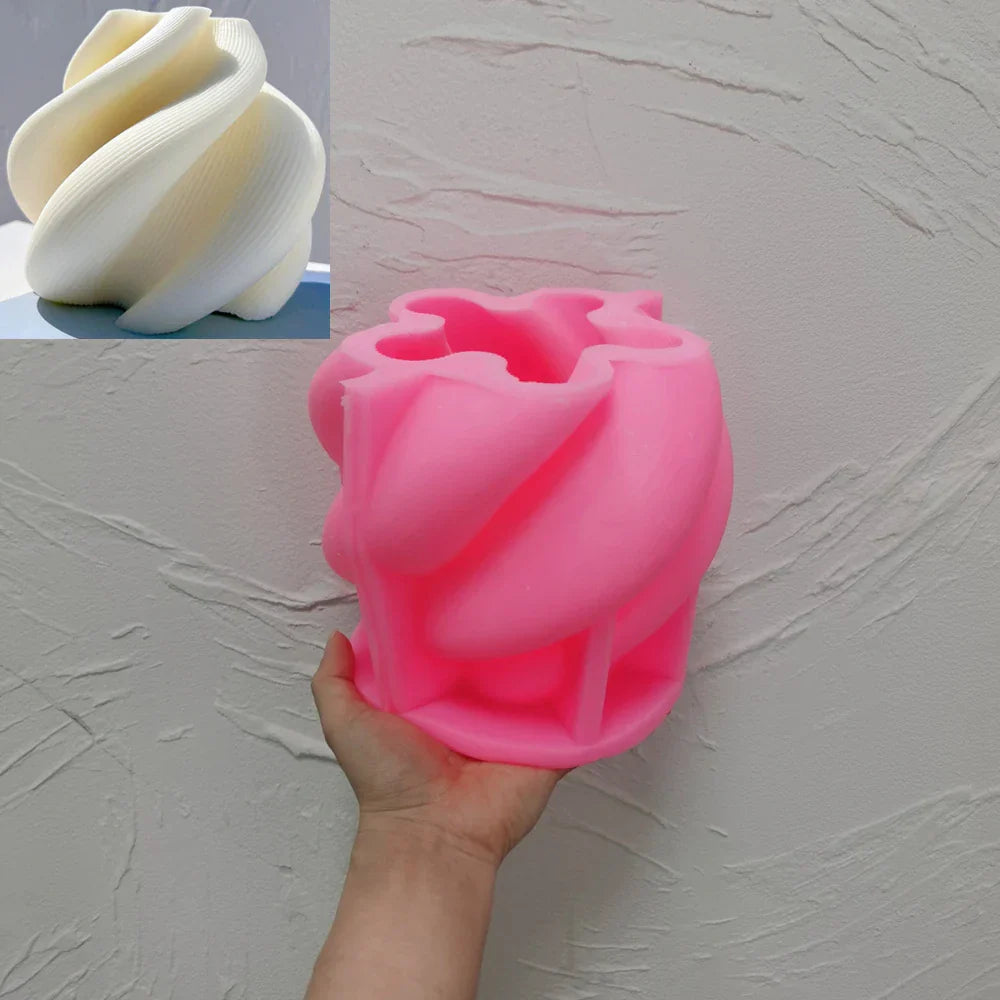 Big Size Geometric Wave Twirl Candle Mould