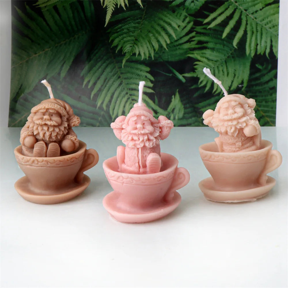 Christmas Mini Santa Cups Silicone Candle Mould - 8 Style