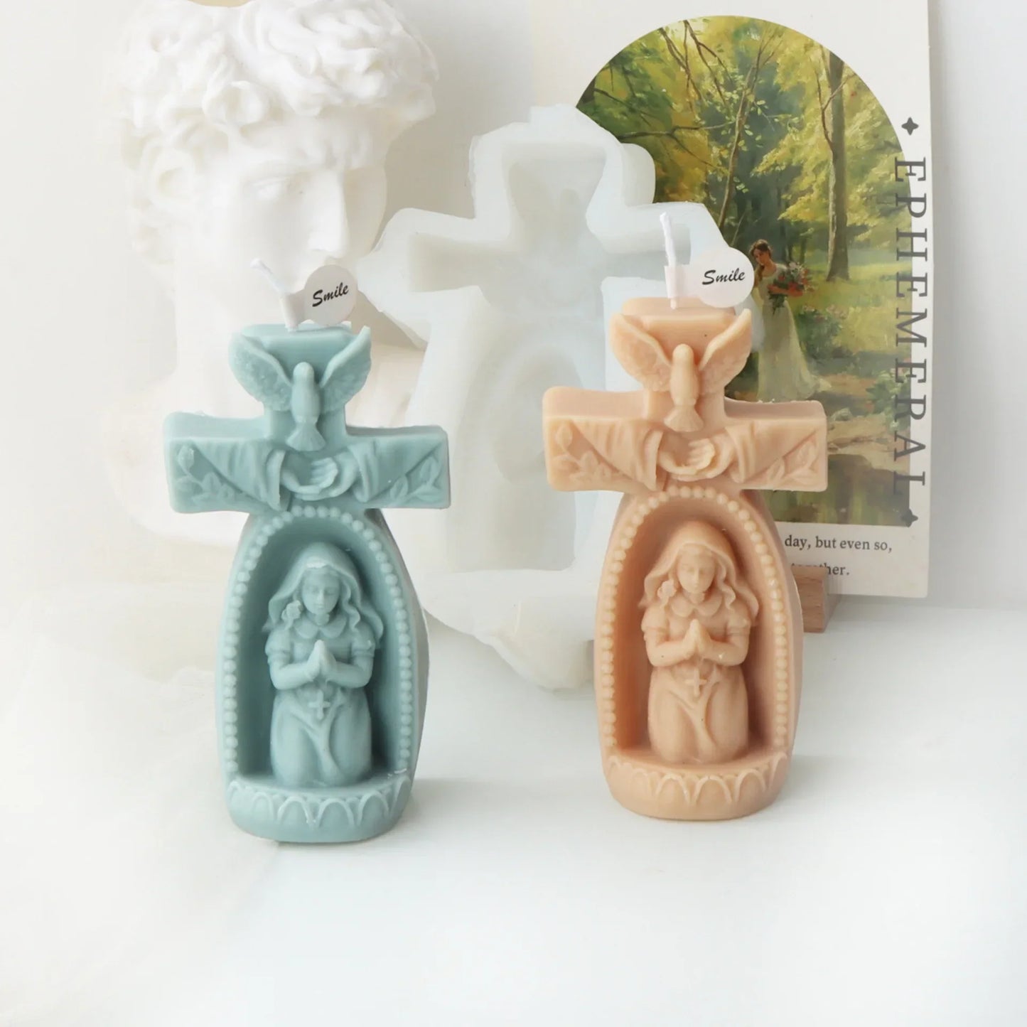 Cross Angel Boy and Girl Church Candle Mould