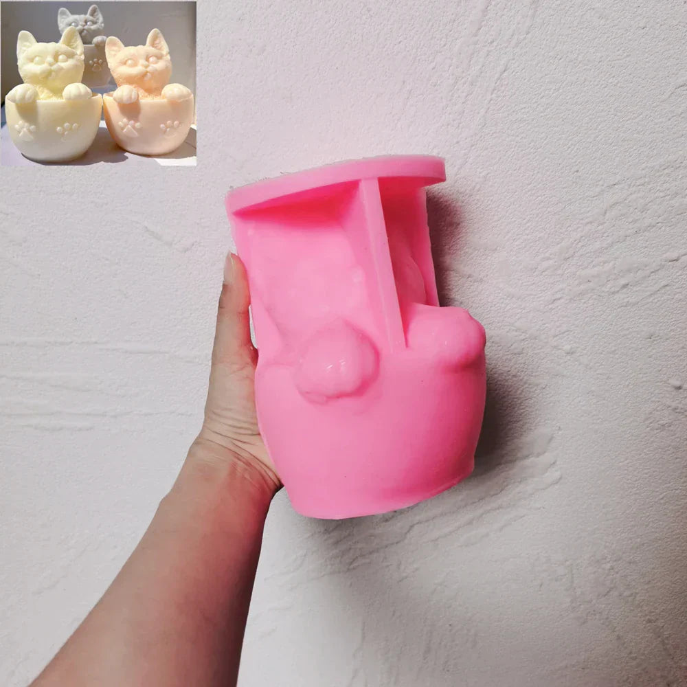 Cute Cup Cat Candle Mould Silicone
