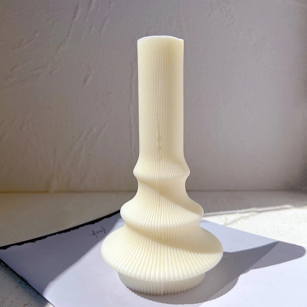 Abstract Cylindrical Striped Tall Pillar Candle Mould