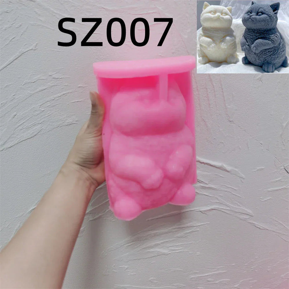 Standing Cute Cat Candle Silicone Mould