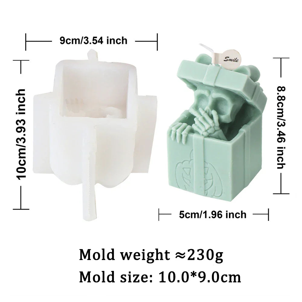 Skull Head Gift Box Candle Silicone Mould