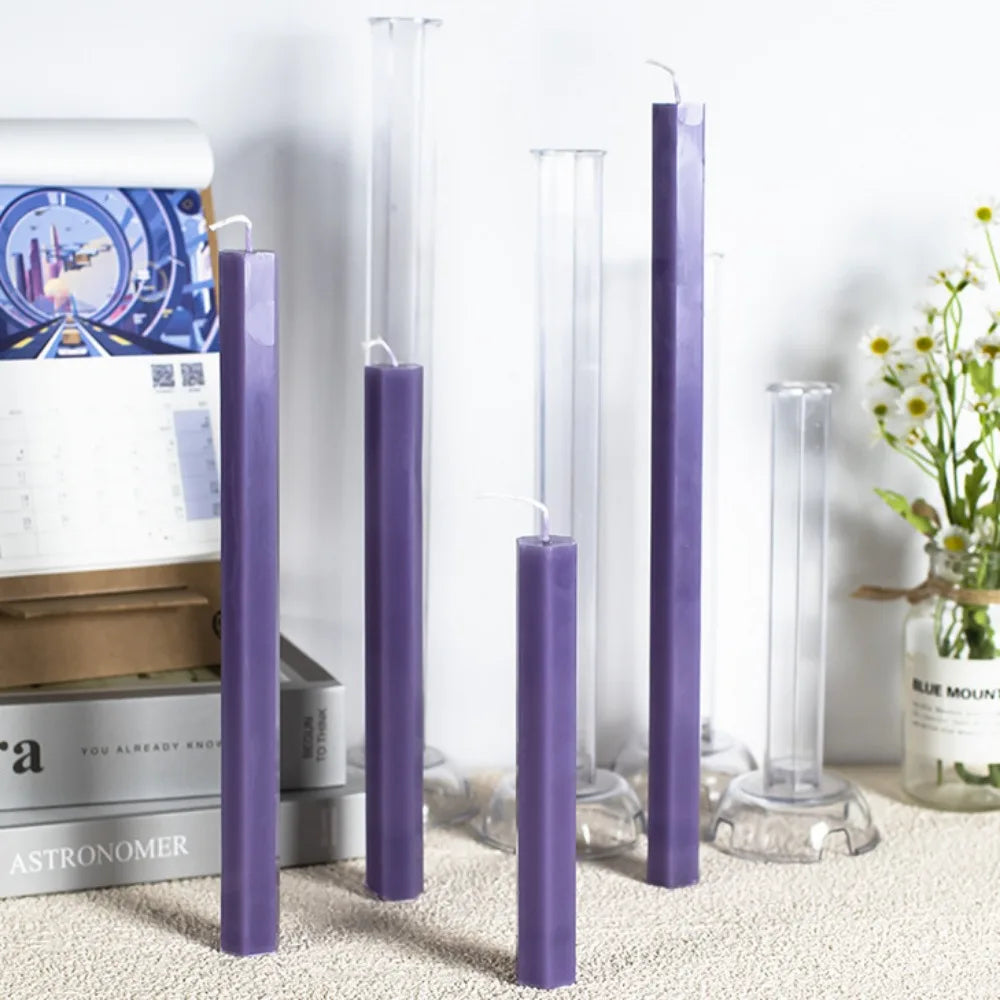 Hexagon Stripe Pole Acrylic Taper Candle Mould