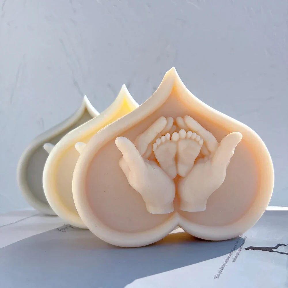 Cherished Baby Feet in Hands Candle Mould