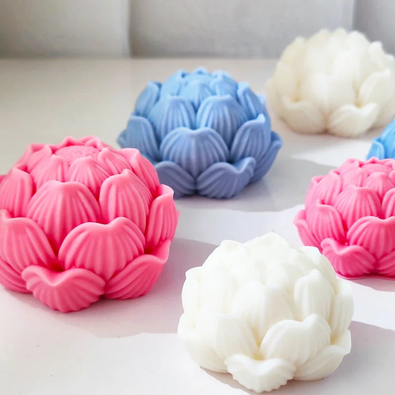 Lotus Flower with Buds Candle Silicone Mould