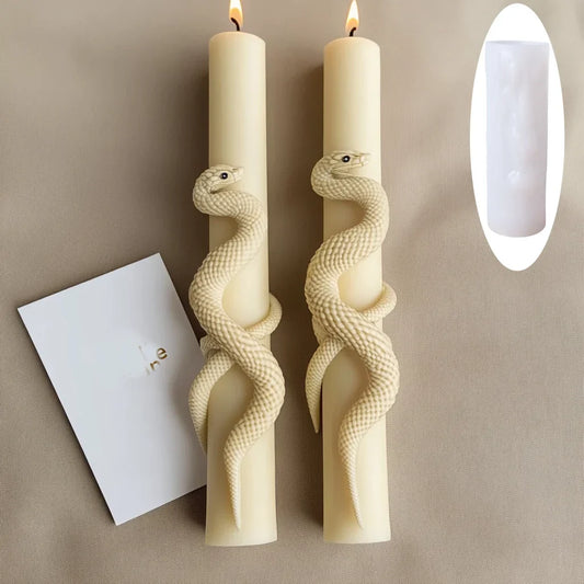 DIY Spiral Snake Relief Long Pole Candle Silicone Mould