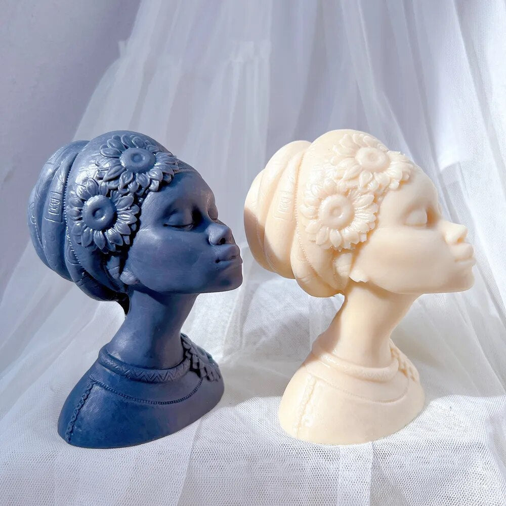 Afro Women Beautiful Goddess Candle Silicone Mould