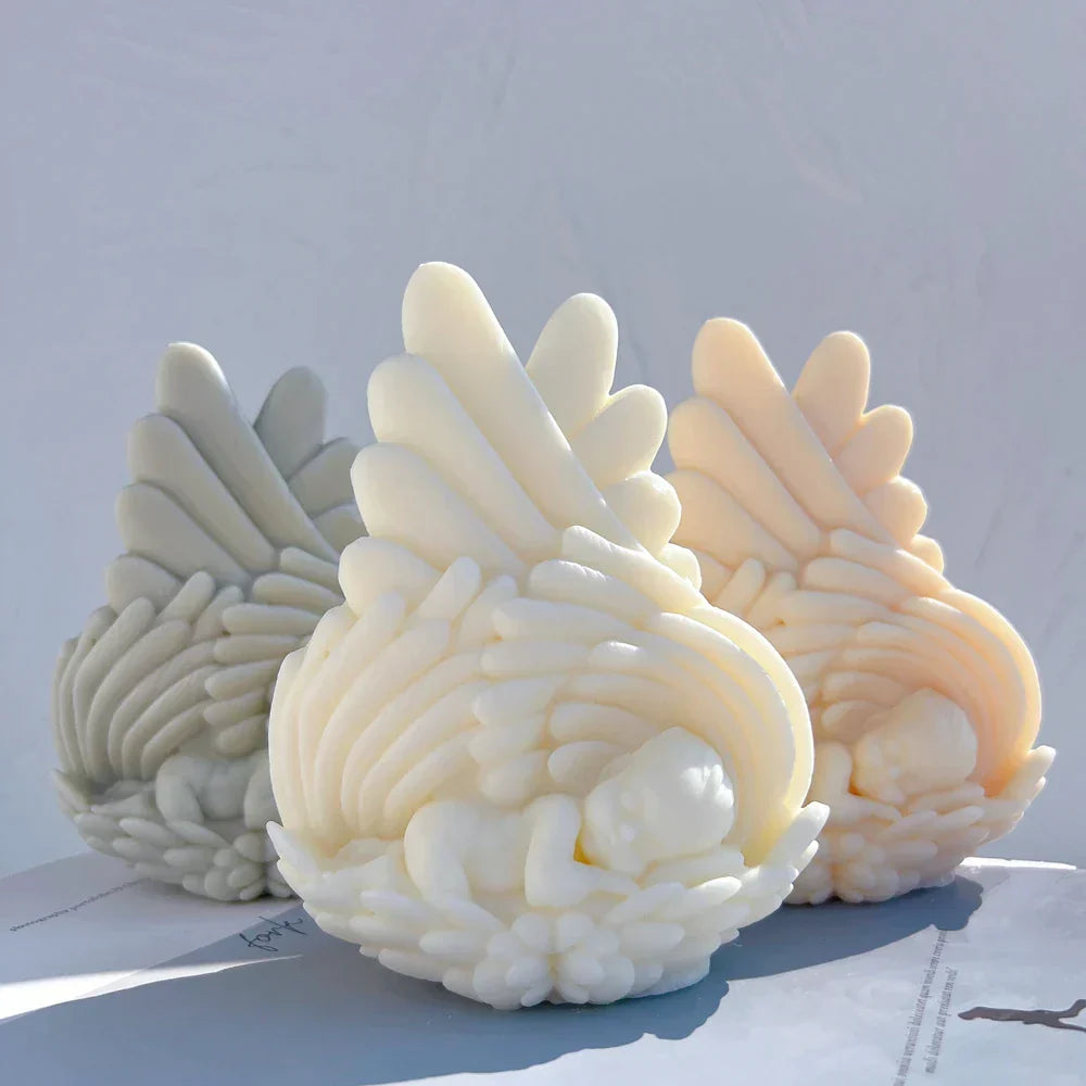 Sleeping baby Angel with Wings Candle Mould