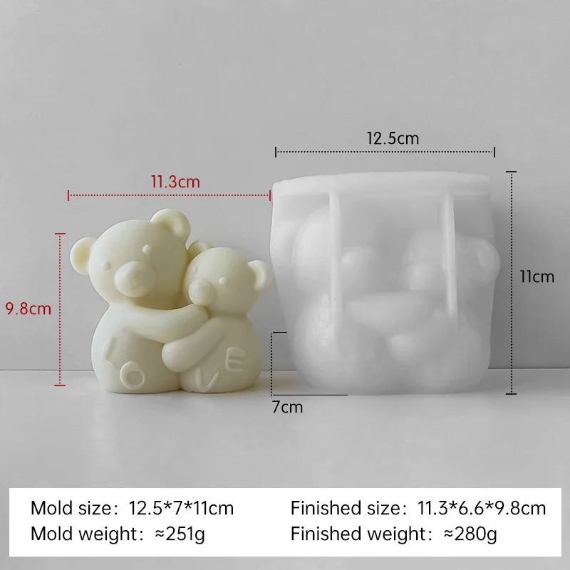 3D Love Bear Aroma Candle Silicone Mould