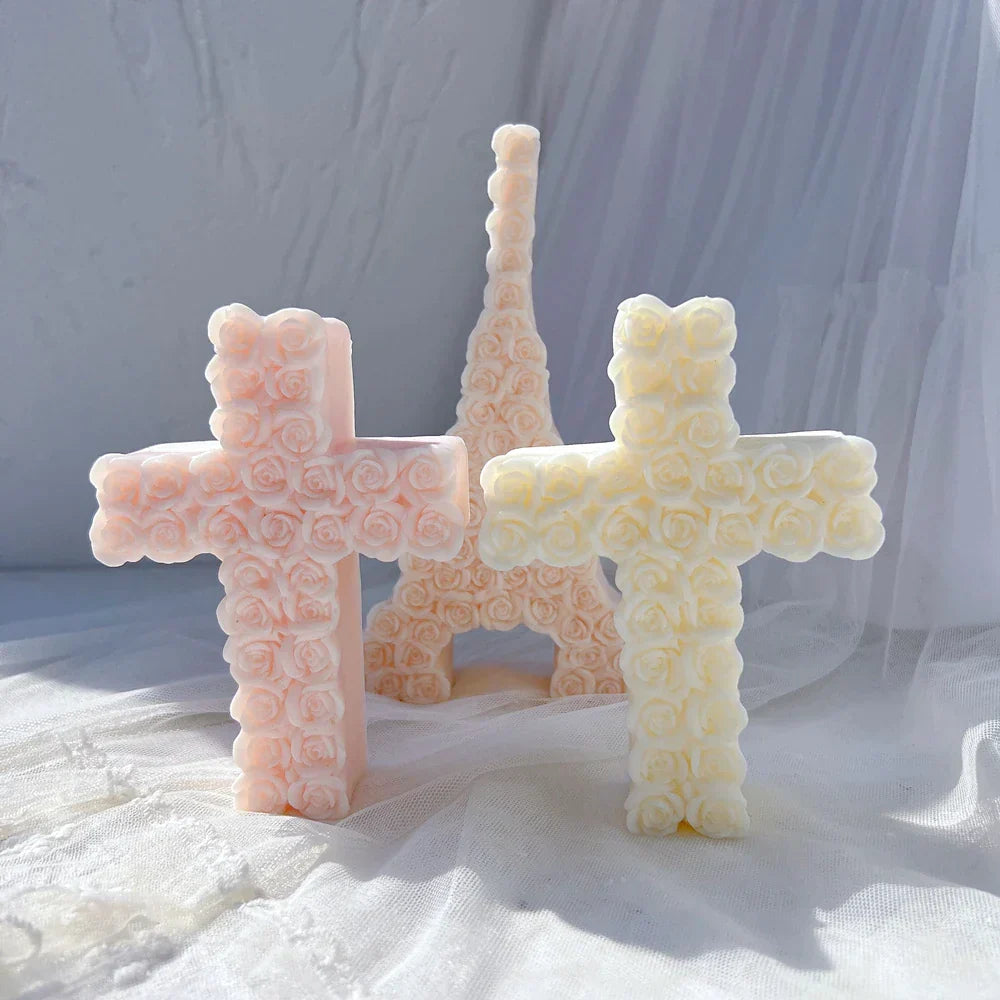 Rose Cross Candle Mould