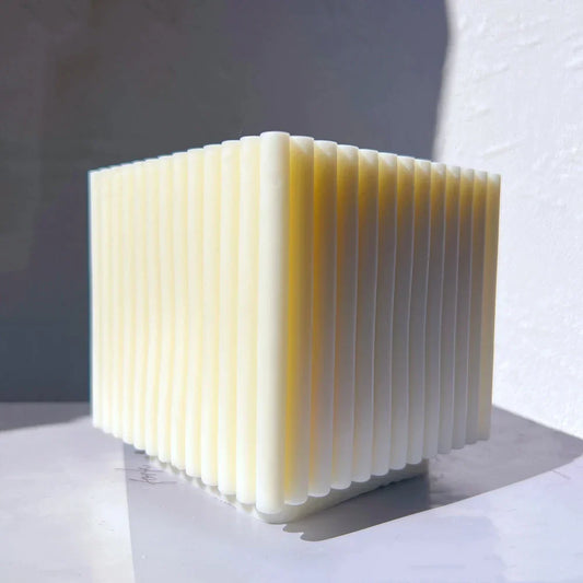 Big Size Ribbed Square Cube Candle Mould