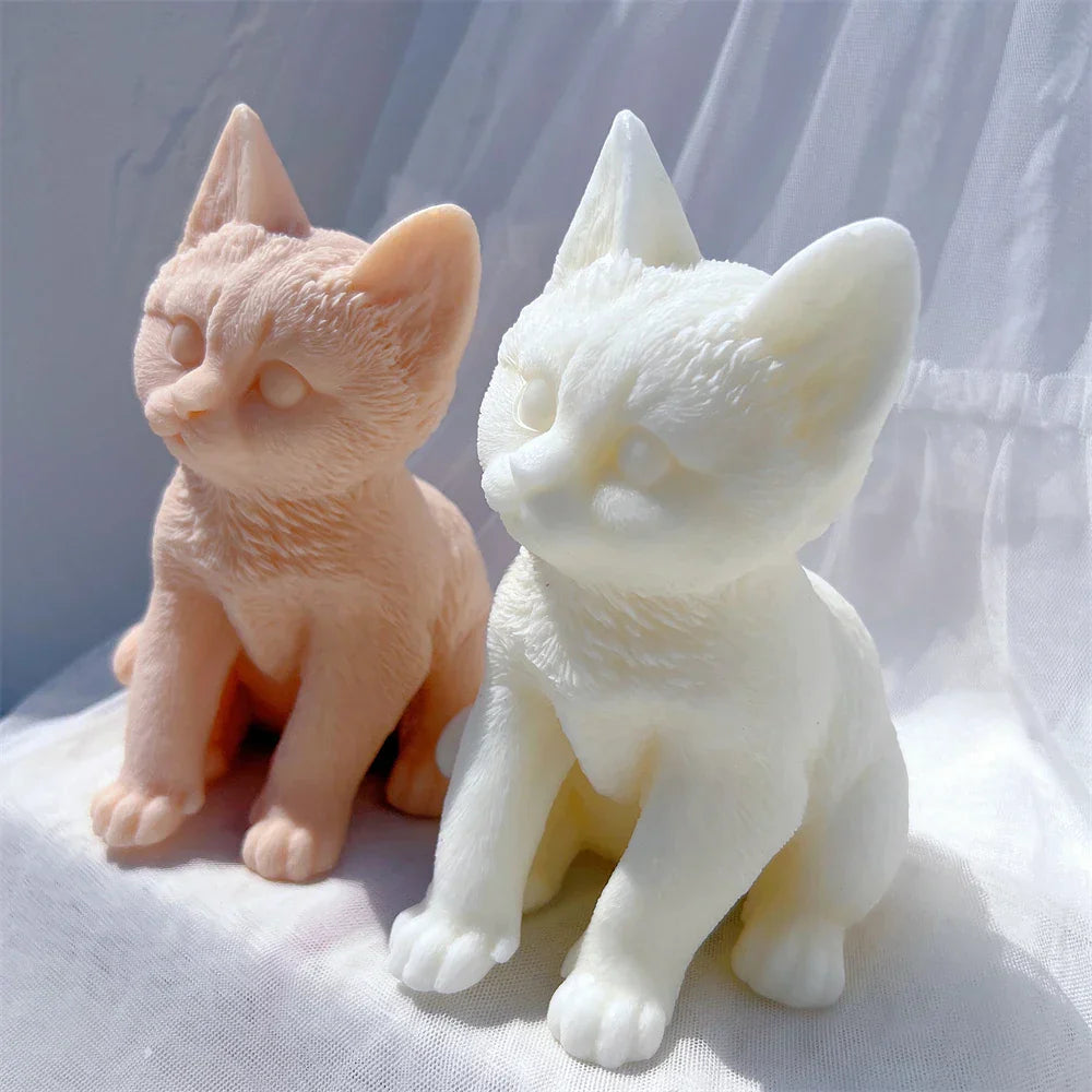 Sitting Tabby Cat Candle Silicone Mould