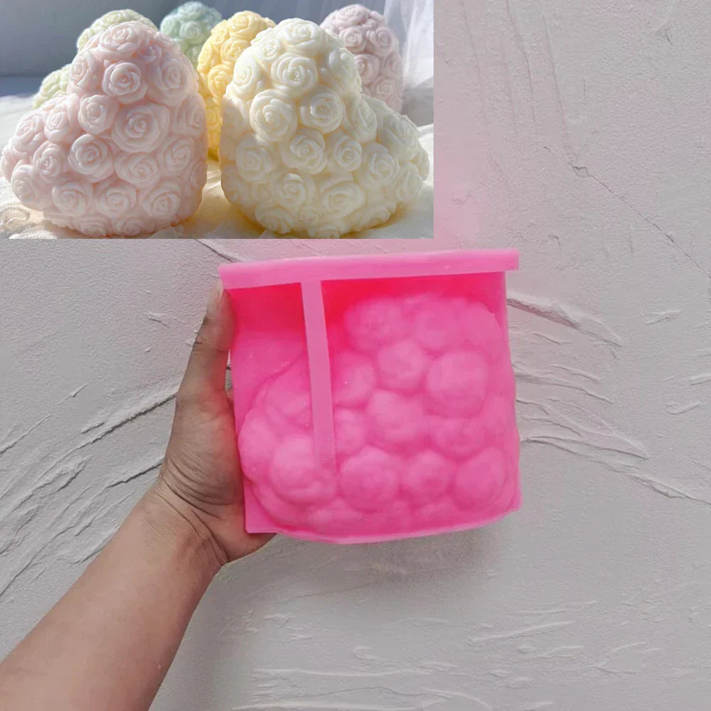 Rose Heart Silicone Candle Mould