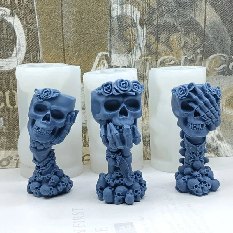 Halloween Skull Rose Candle Mould
