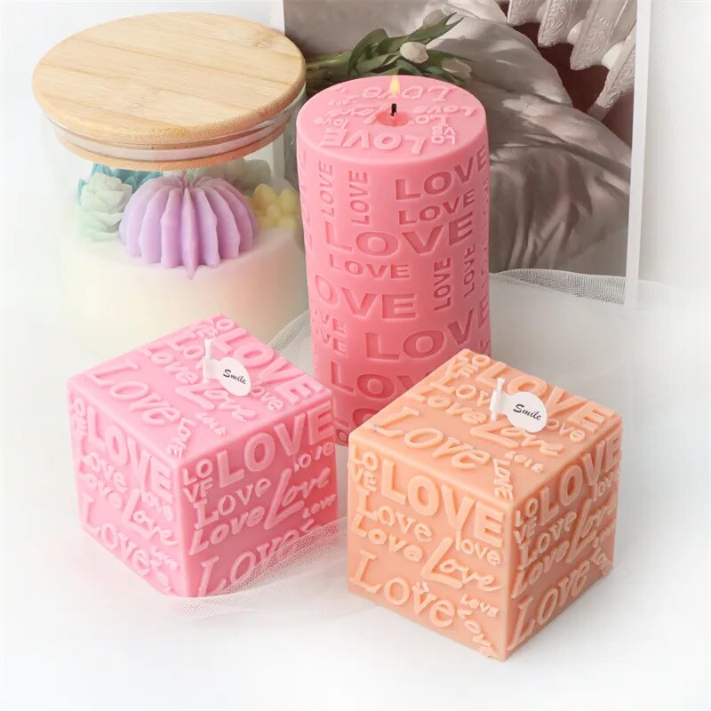 LOVE Cube & Cylindrical Candles Mould