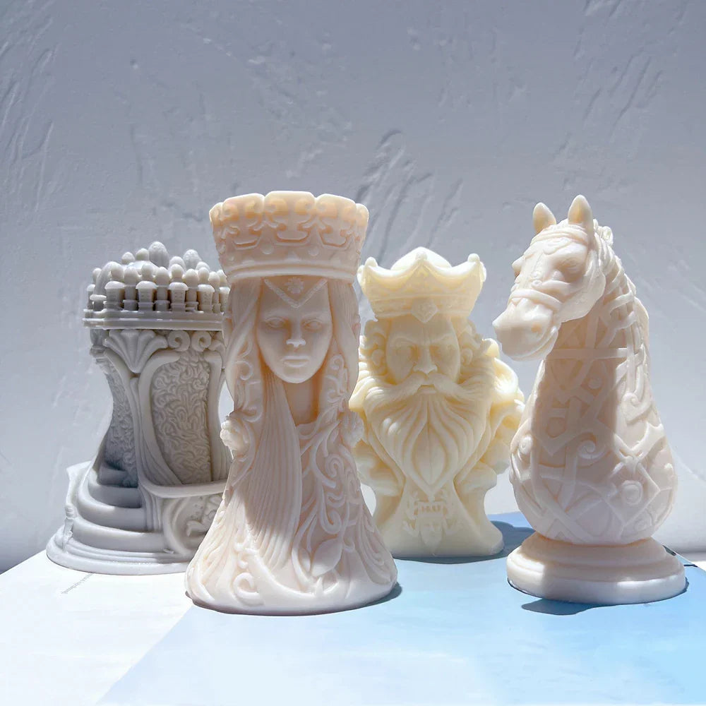 Chess King Queen Knight Rook Candle Mould