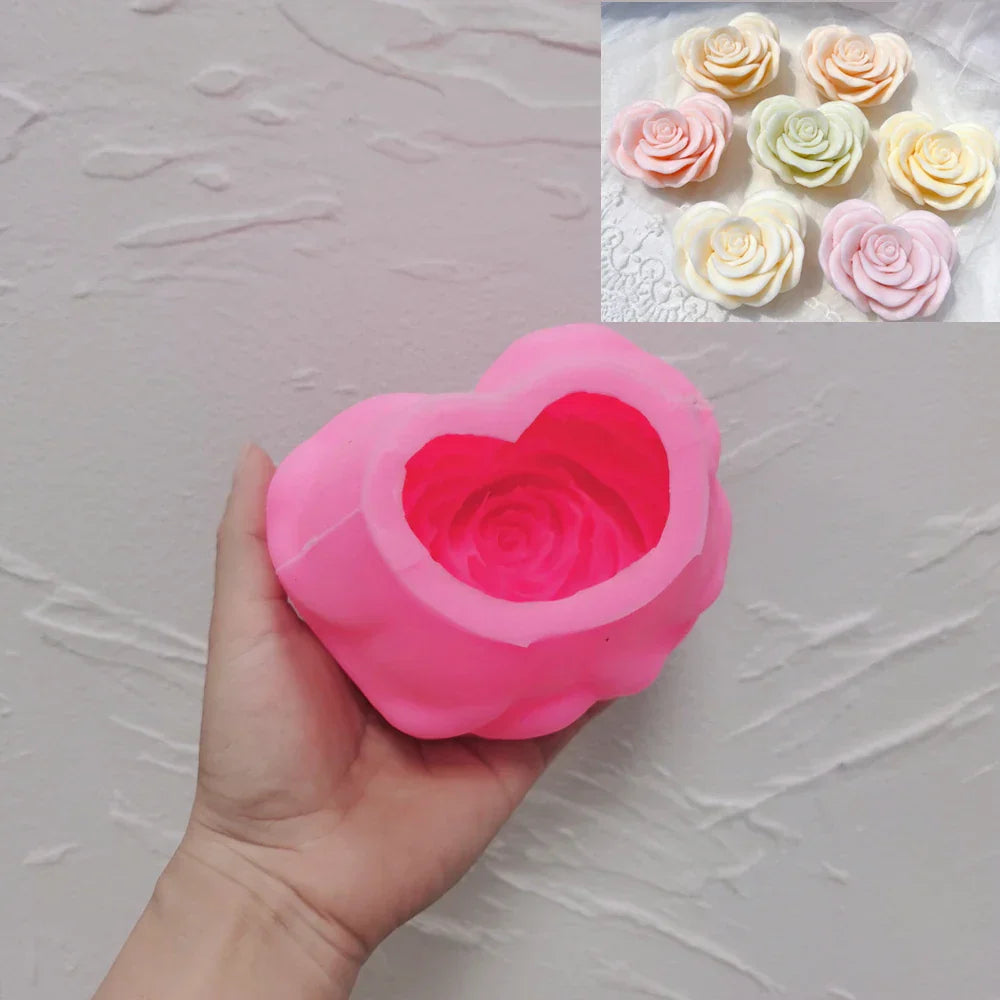 Heart Shape Rose Candle Mould