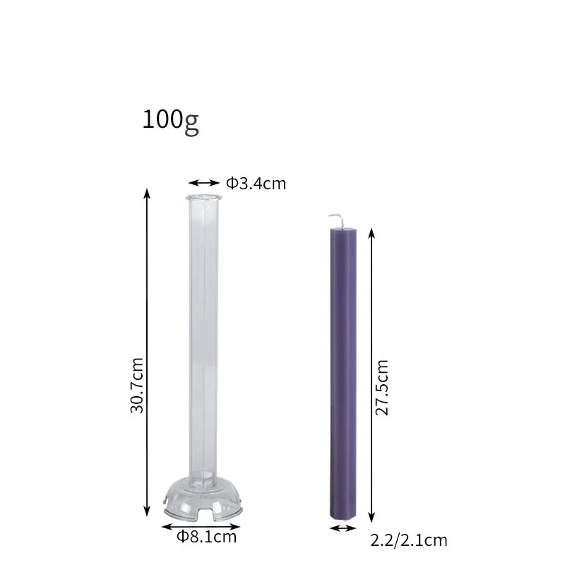 Hexagon Stripe Pole Acrylic Taper Candle Mould